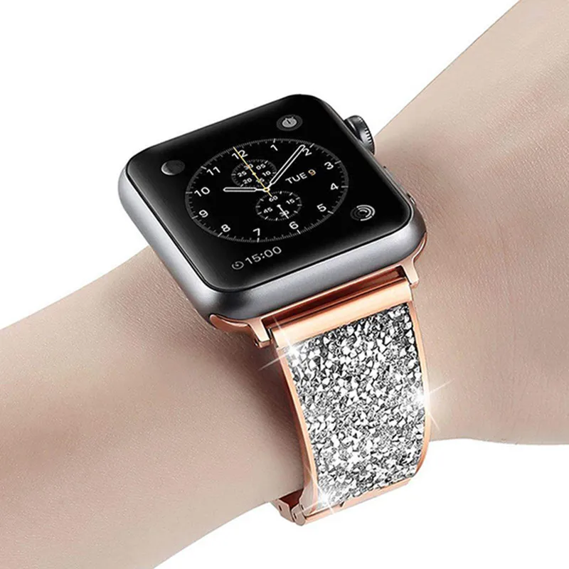 Diamond Metal Strap For Apple watch Band 49mm 45mm 44mm 42mm 41mm 40mm Stainless Steel Bracelet For iWatch UItra 8 7 6 5 3 2 SE