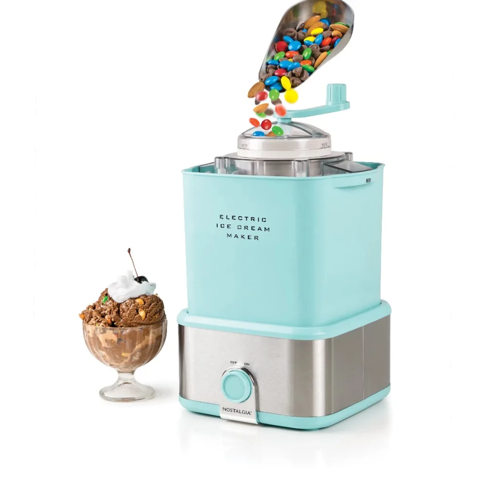 

Ностальгия 2-квартовая электрическая машина для мороженого с дробилкой конфет, Aqua, нержавеющая сталь
