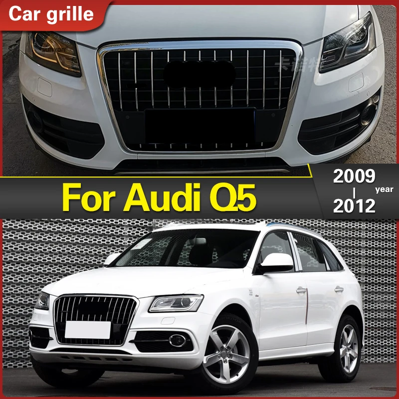

For SQ5 Style Front Bumper Mesh Hood Grill Grille Glossy Black Universal for Audi Q5 ABS Bumper Grill 2009 2010 2011 2012 Grills