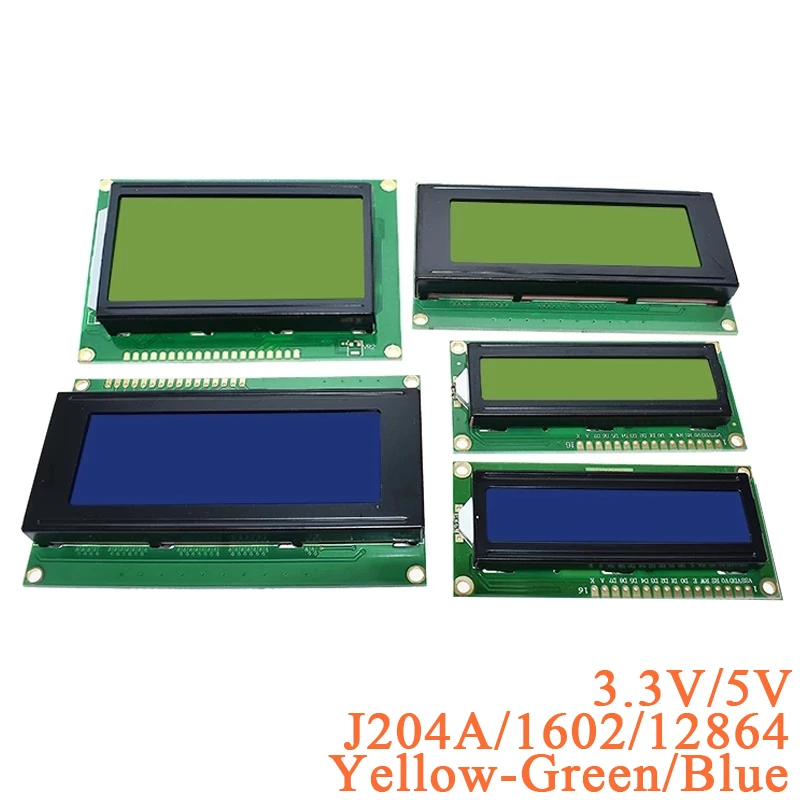 

1602 1602A J204A 2004A 12864 12864B 128*64 LCD Screen Display Module Blue Yellow-Green IIC/I2C 3.3V/5V for Arduino