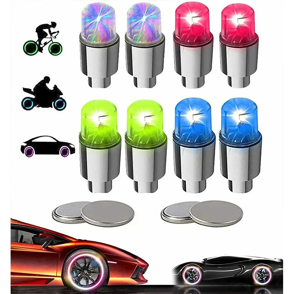 

2Pcs Car Wheel Tire Led Light Colorful Equipment Lamp Air Stem Caps Cover Accessories For Mountain Bike Bicycle Motorcycle