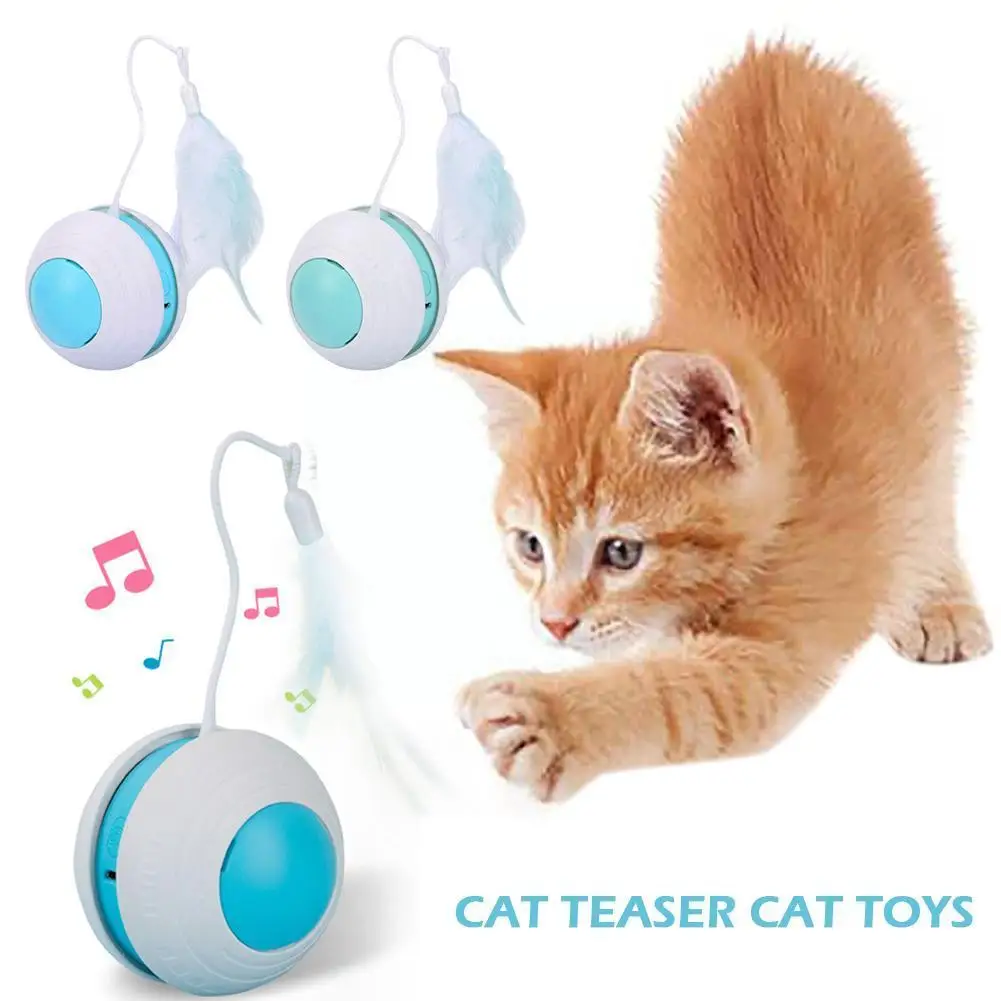 

Crazy Cat Teaser Toys Interactive Rolling Ball Bird Luminous LED Rollingcat Sound Teasing Toy Pet Automatic Cats Moving Sti O1P1