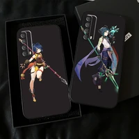 genshin impact project game phone case for huawei honor 7a 7x 8 8x 8c 9 v9 9a 9x 9 lite 9x lite black liquid silicon soft back