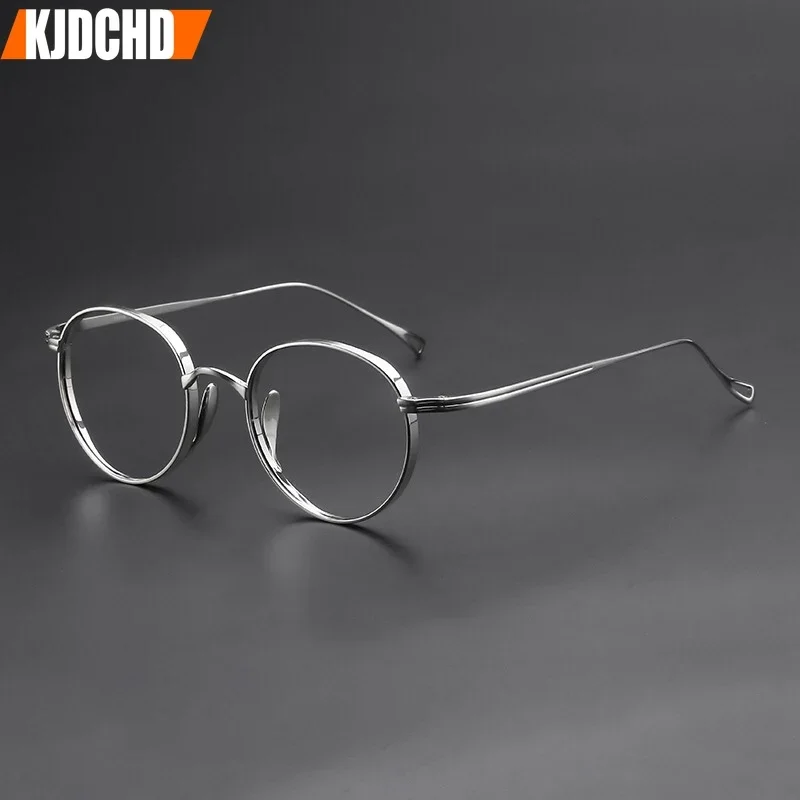 Оправа для очков из чистого титана мужские круглые овальные очки в стиле ретро