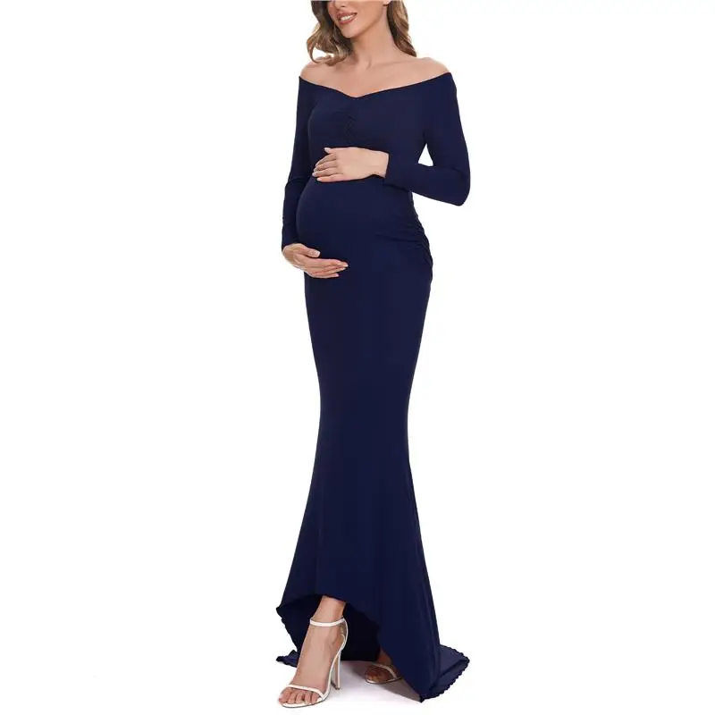 

Платье-макси с открытыми плечами для беременных