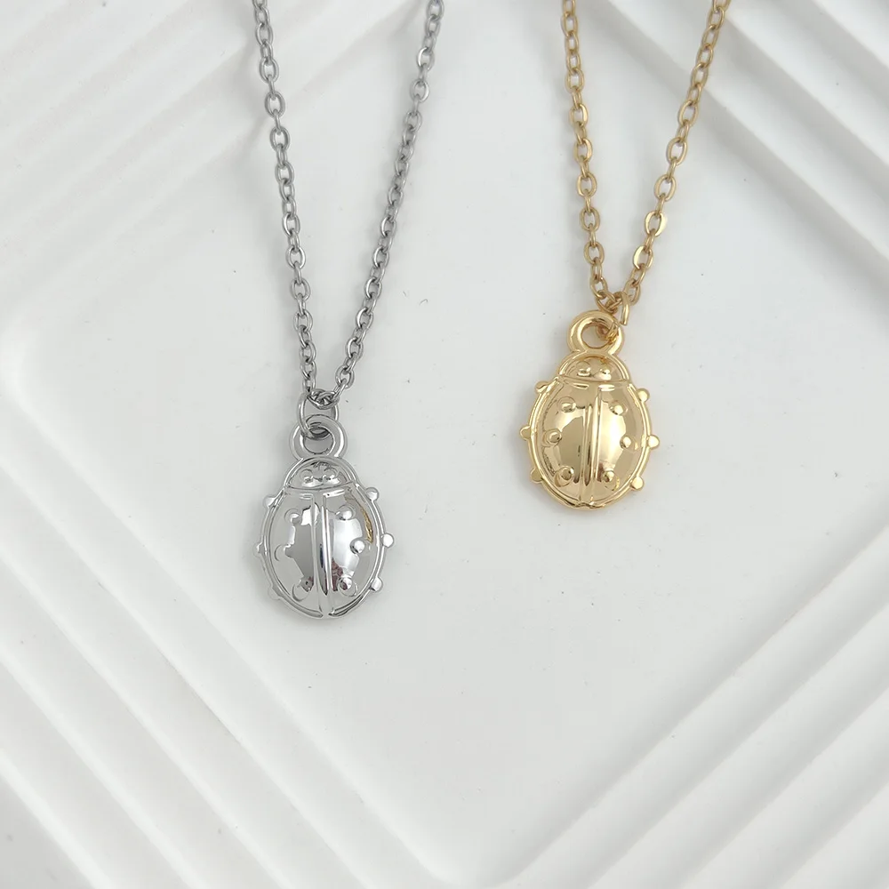 

Stainless Steel Silver Gold Ladybug Insect O Chain Pendant Necklace for Women Gifts Fashion Jewelry