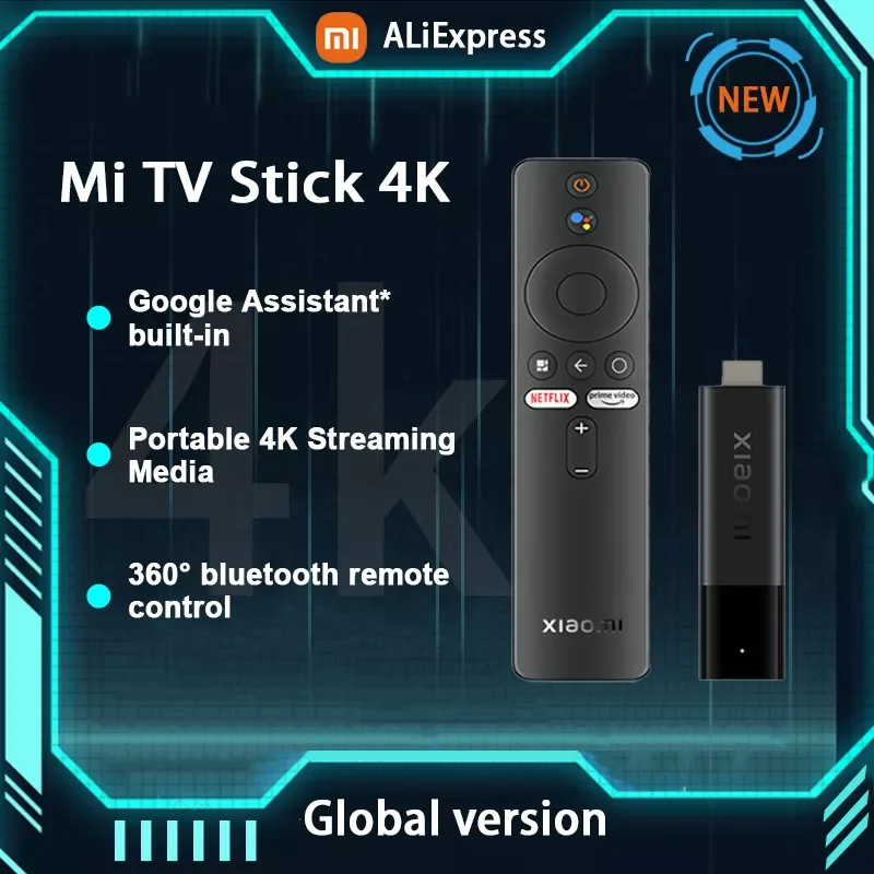 

2022 Xiaomi Mi TV Stick 4K Global Version Stream in 4K Google Assistant * built-in Android TV 11 2GB 8GB Quad-core processor