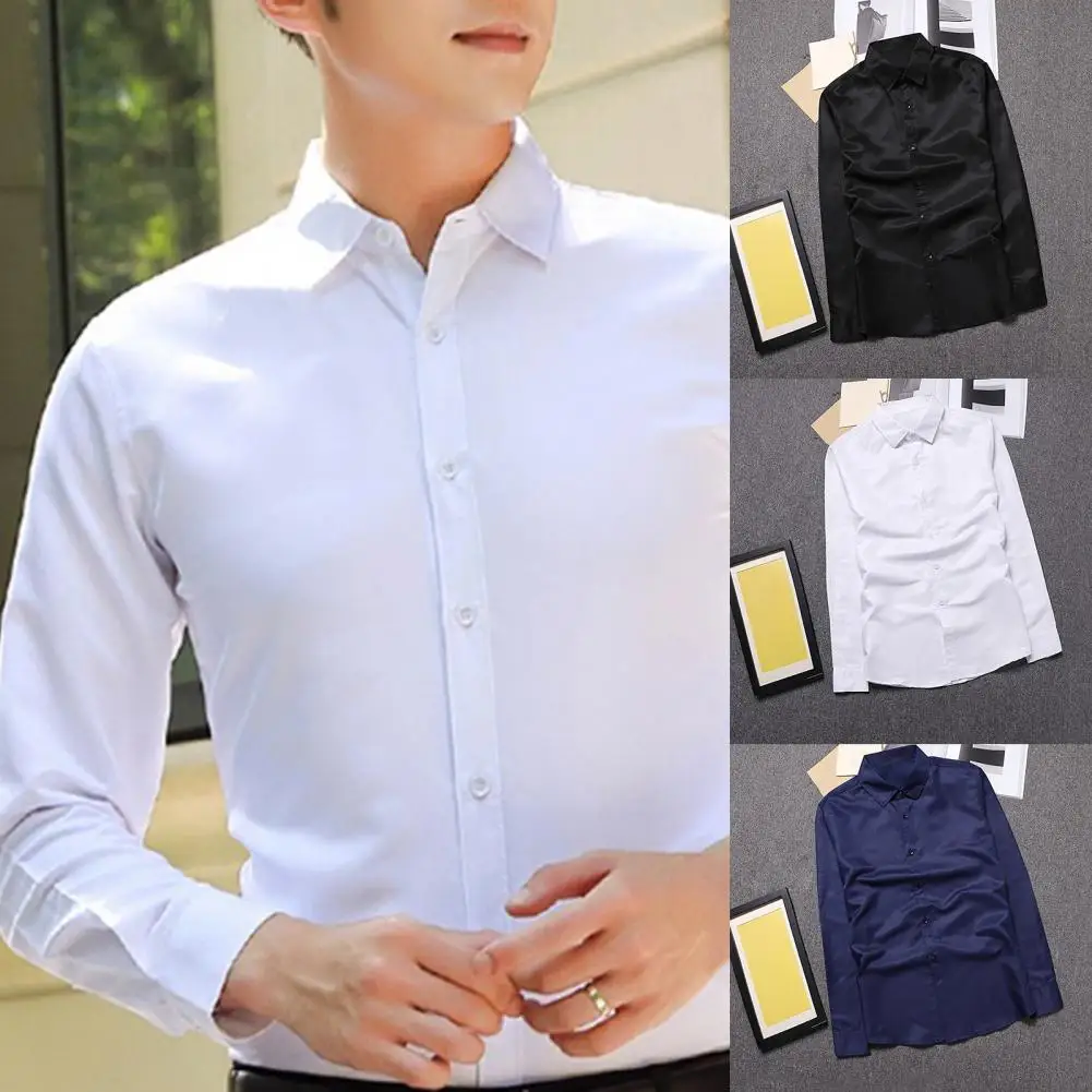

Красивая простая однотонная облегающая деловая рубашка, уличная одежда, официальная рубашка с длинным рукавом для офиса