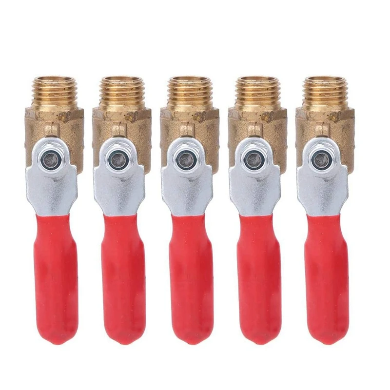 

5 шаровых клапанов, латунный шаровой клапан, G1/4 Двойная внешняя резьба, шаровой клапан воздушного компрессора