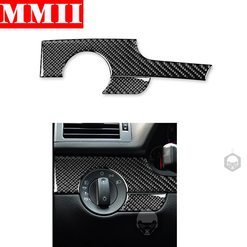 Car Headlight Switch Panel Dashboard Trim Cover Real Carbon Fiber Sticker Car Accessories For Audi A4 S4 B7 2005 2006 2007 2008