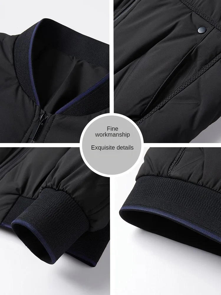 Down Jacket Men's New Winter Baseball Collar Business Leisure Work Cotton-padded Coat Comfortable Warm Thick Cotton-padded Coat
