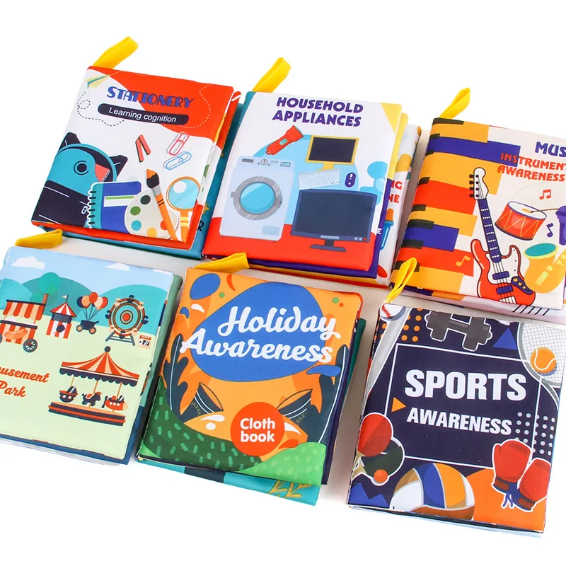 

Baby Cloth Books Frabic Book for Toddler Kids Early Education Learning English Touch&Feel Crinkle Books Girl Boy Montessori Toys