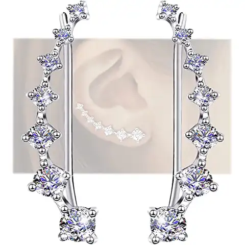 Серьги-кольца женские гипоаллергенные с фианитами, 7 кристаллов