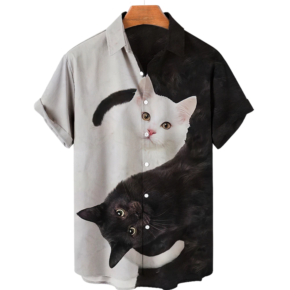 

Unisex Men's Hawaiian Shirt T-shirt Men's Summer Casual 3d Print Pet Cat Cute Animal Shirt 2022 Plus Size Shirt Top Short Sleeve