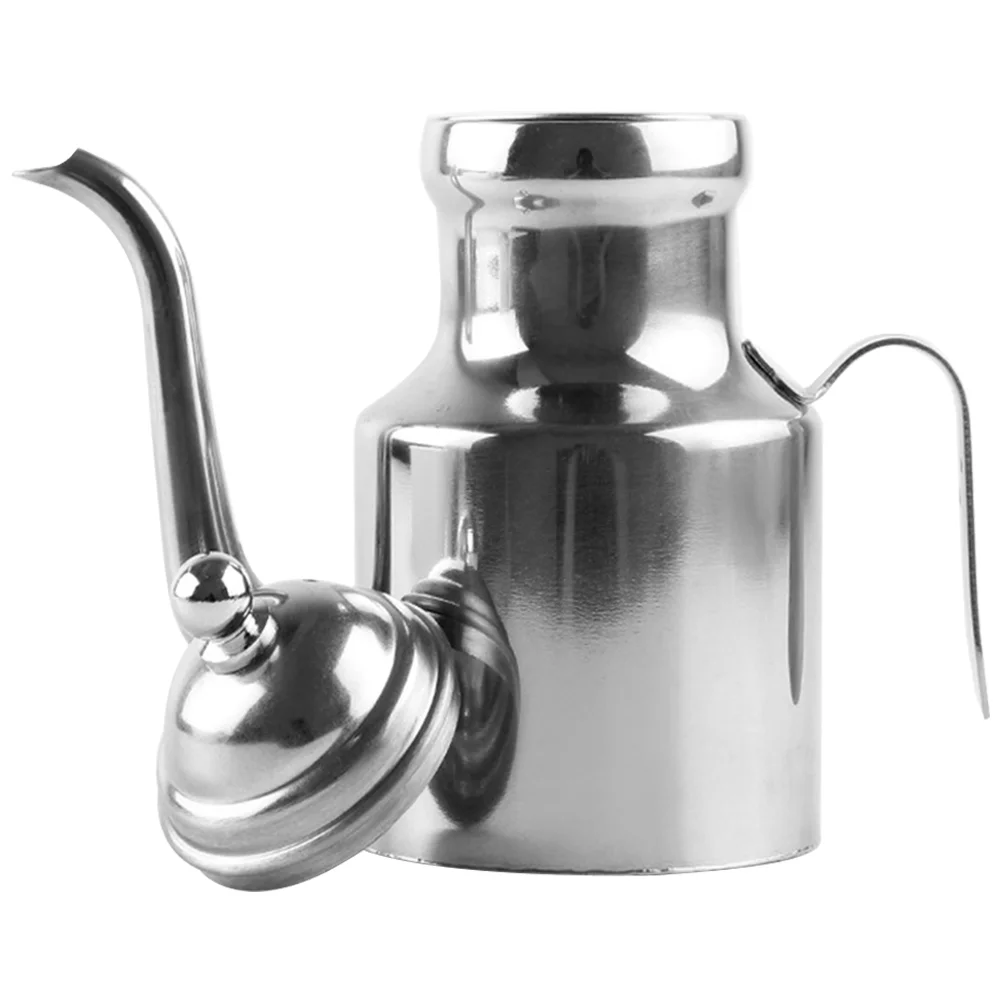 

Stainless Steel Oil Pot Kitchen Cookware Separator Gooseneck Kettle Home Jug Container Lid Retainer Metal Grease