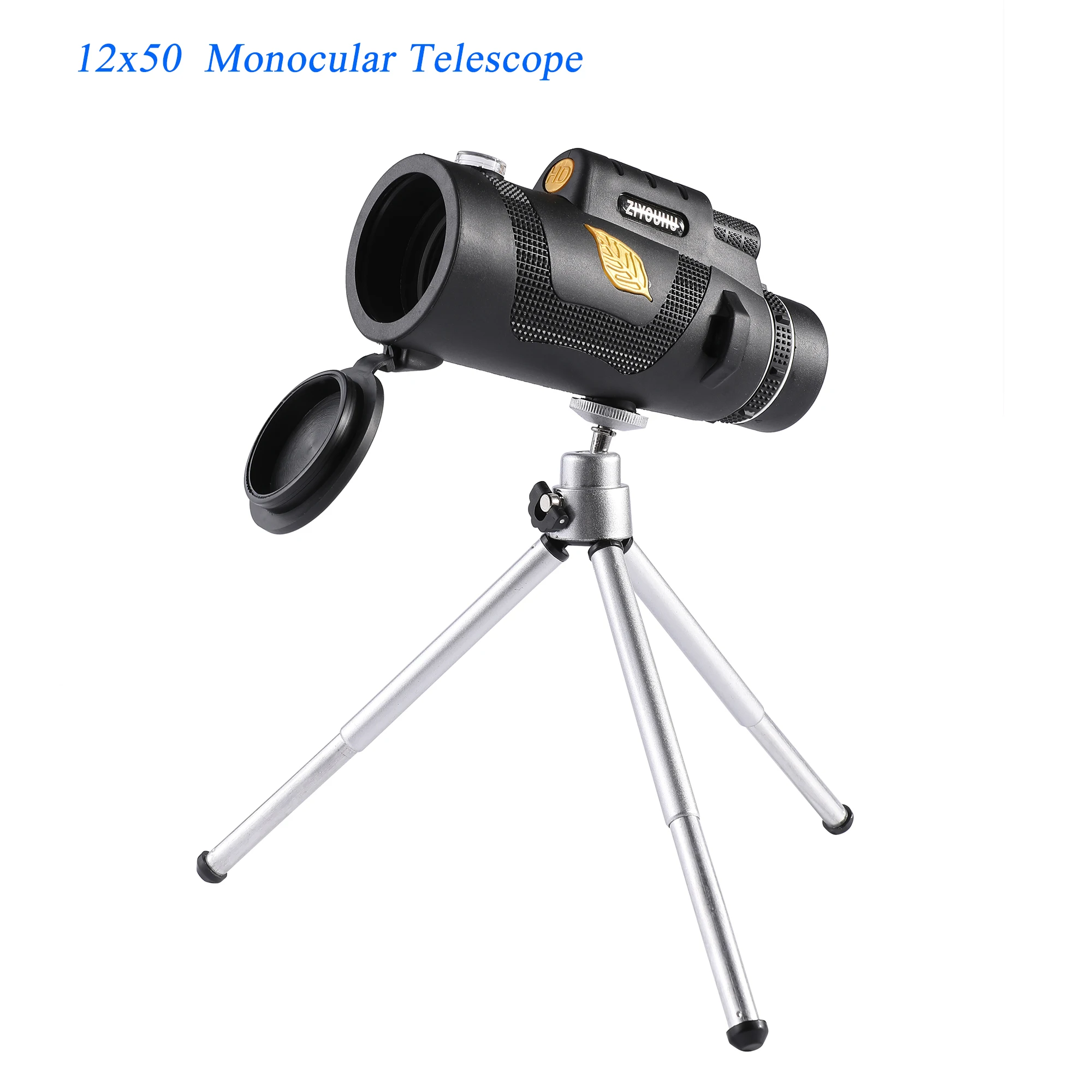 

12x50 Monocular Telescope Leaf Pattern Handheld HD Telescope Waterproof IPX4 Low Light Night Vision Mobile Monoculars Hunting