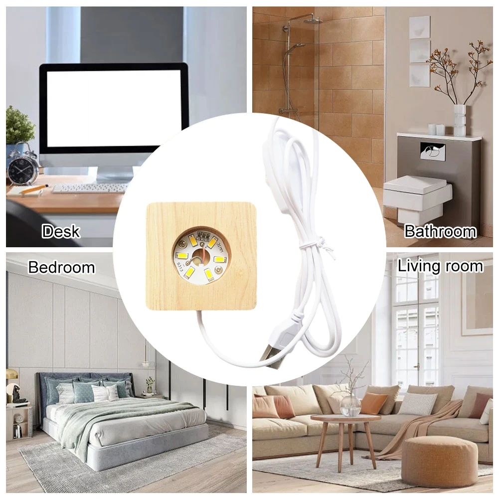 Основание дисплея с подсветкой 8 см деревянная светодиодная основа квадратный