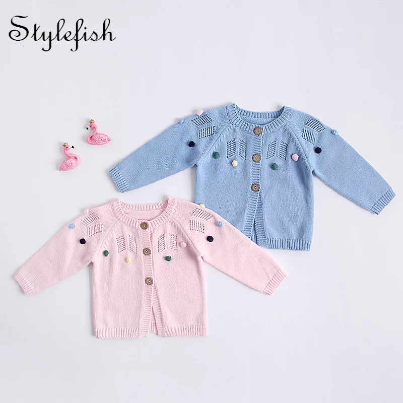 

The new baby girl clothes 2022 baby rompers autumn colours into sweet pure cardigan jacket manual ball ball joker small coat