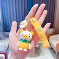 cartoon cute net red pig silicone wristlet keychain accessories car purses pendant doll key chain girl gift llaveros ys153