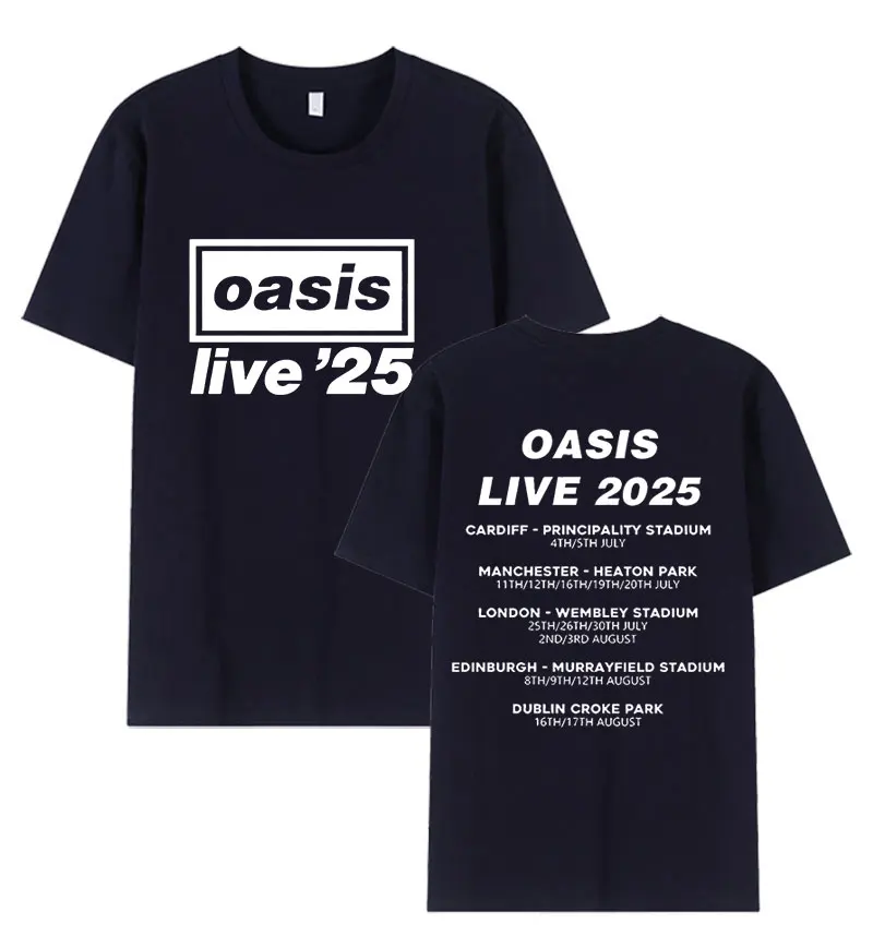 Футболка British Band O-Oasis Live 25 Tour 2025 мужская модная хлопковая футболка с коротким