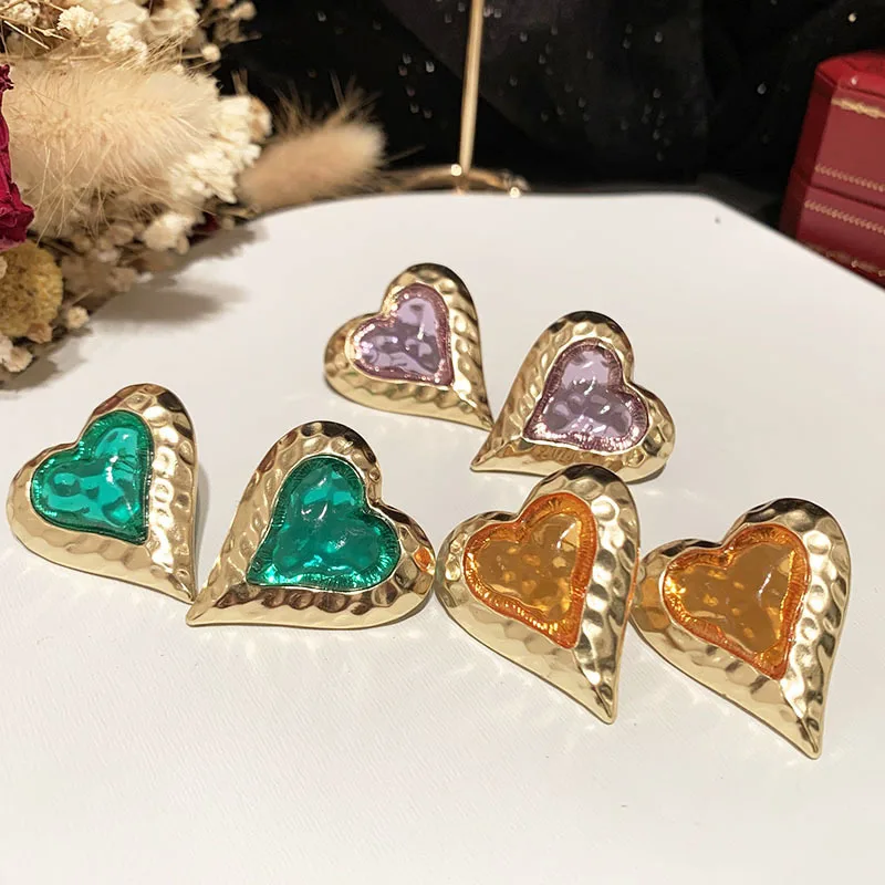 

New 925 Silver Needle Retro Baroque Pleated Love Earrings French Niche Light Luxury Temperament Earrings Pendant Earrings Female