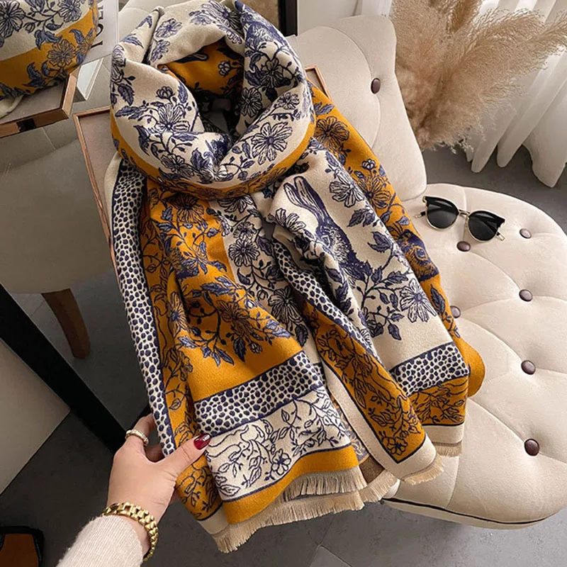 

Luxury brand design Winter scarf Women's cashmere warm cashmere scarf Women's luxury scarf Thickened soft shawl package