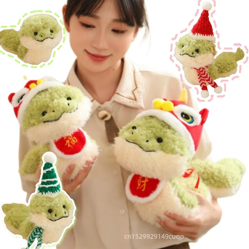 25/35/45 см Kawaii мультфильм Новый год змея плюшевая кукла шляпа Санта-Клауса тигр