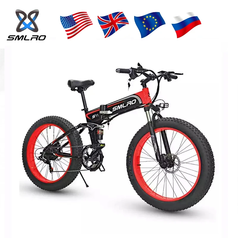 

SMLRO S11 E Bike Folding Electric Bike Bicycle 48V 1000W 12.8AH Battery 26 Inch Fat Tire Foldable Snow Men's Bike New Products