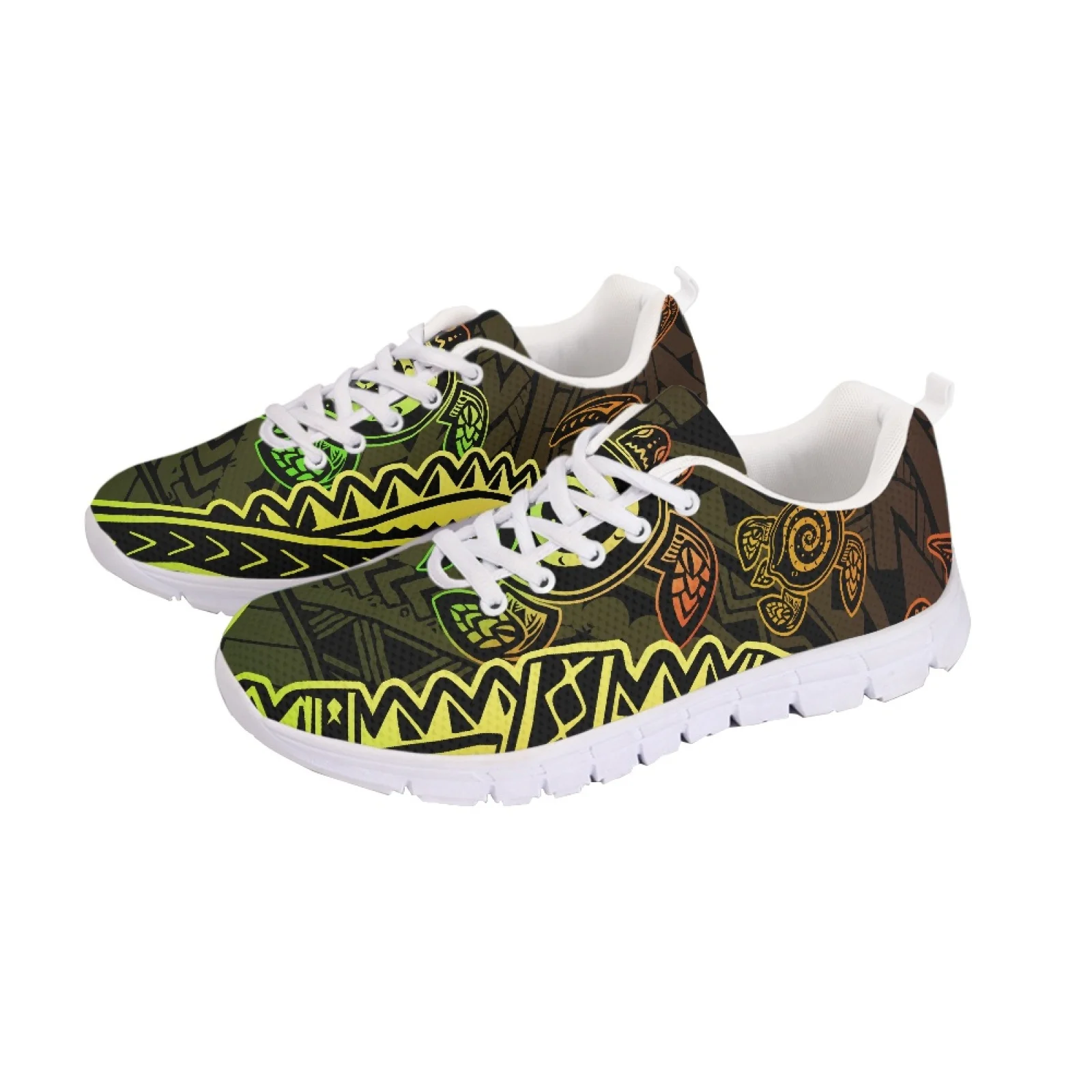 

Polynesian Tribal Fijian Totem Tattoo Fiji Prints Unisex Breathable Mesh Running Shoes Comfortable Soft-Soled Lace-Up Trainers