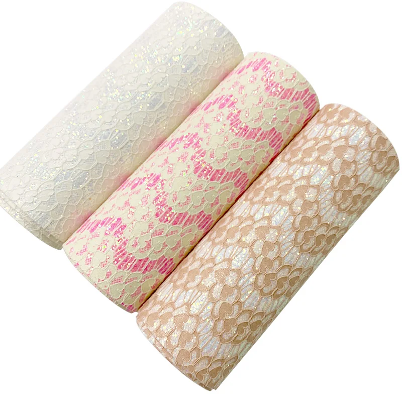 

XHT-497 Multicolored Lace Mesh Chunky Glitter Synthetic Leather Sheet Velvet Backing for Making Shoes/Bags/DIY Accessories