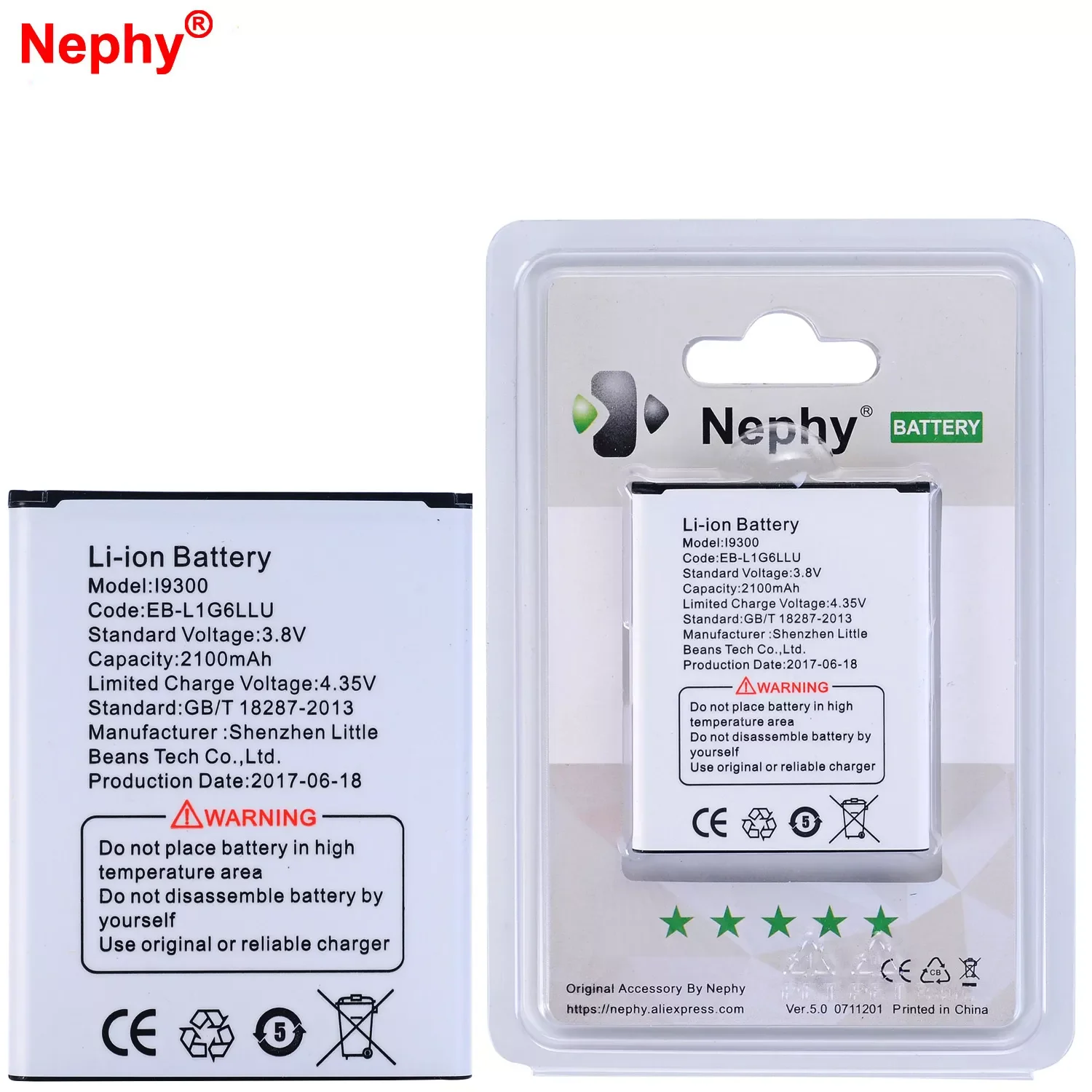 

NEW2023 2019 Nephy Original Battery 2100mAh For Samsung Galaxy S3 i9300 i535 i747 i879 i9305 i9308 L710 M440S T999 i9082 i9082i