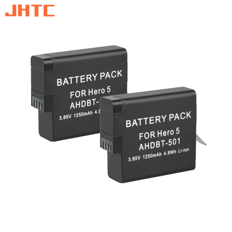 Аккумулятор JHTC для Gopro Hero 5, Hero 6, Hero 7, черный, 1250 мАч, аккумуляторы для Gopro5, Gopro6, Gopro7, аксессуары для камеры