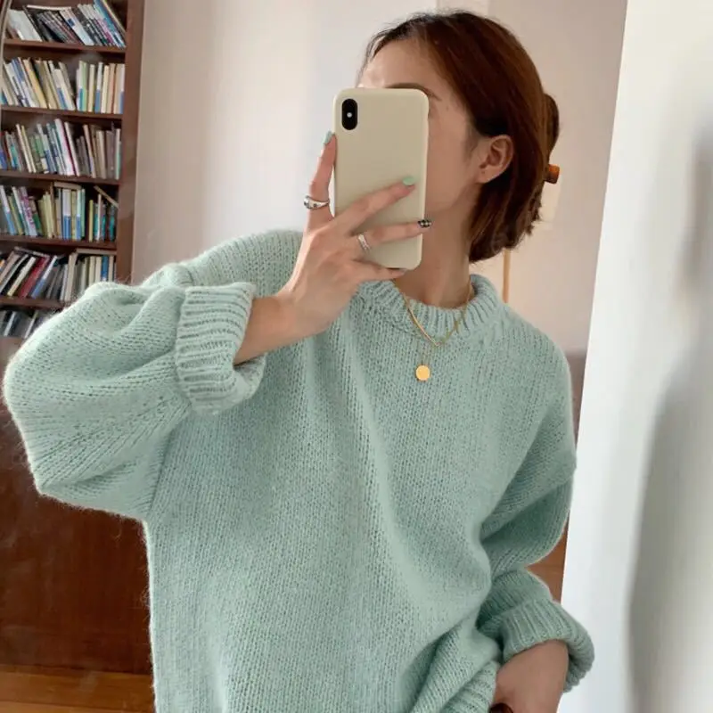 Fall 2021 Winter Womens Sweaters Women Clothing Knitted Loose Sweater Knitting Wool Oversize Pullover Woman Sweaters Girls Thick