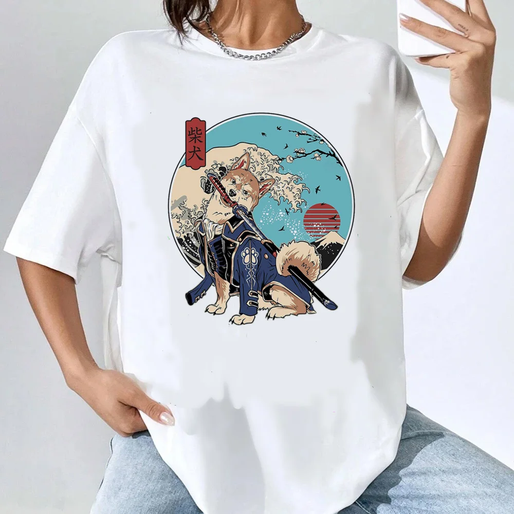 Shiba Inu tshirt women 2000s Grunge Breathable Psychedelic Colorful t-shirt streetwear Digital Punk