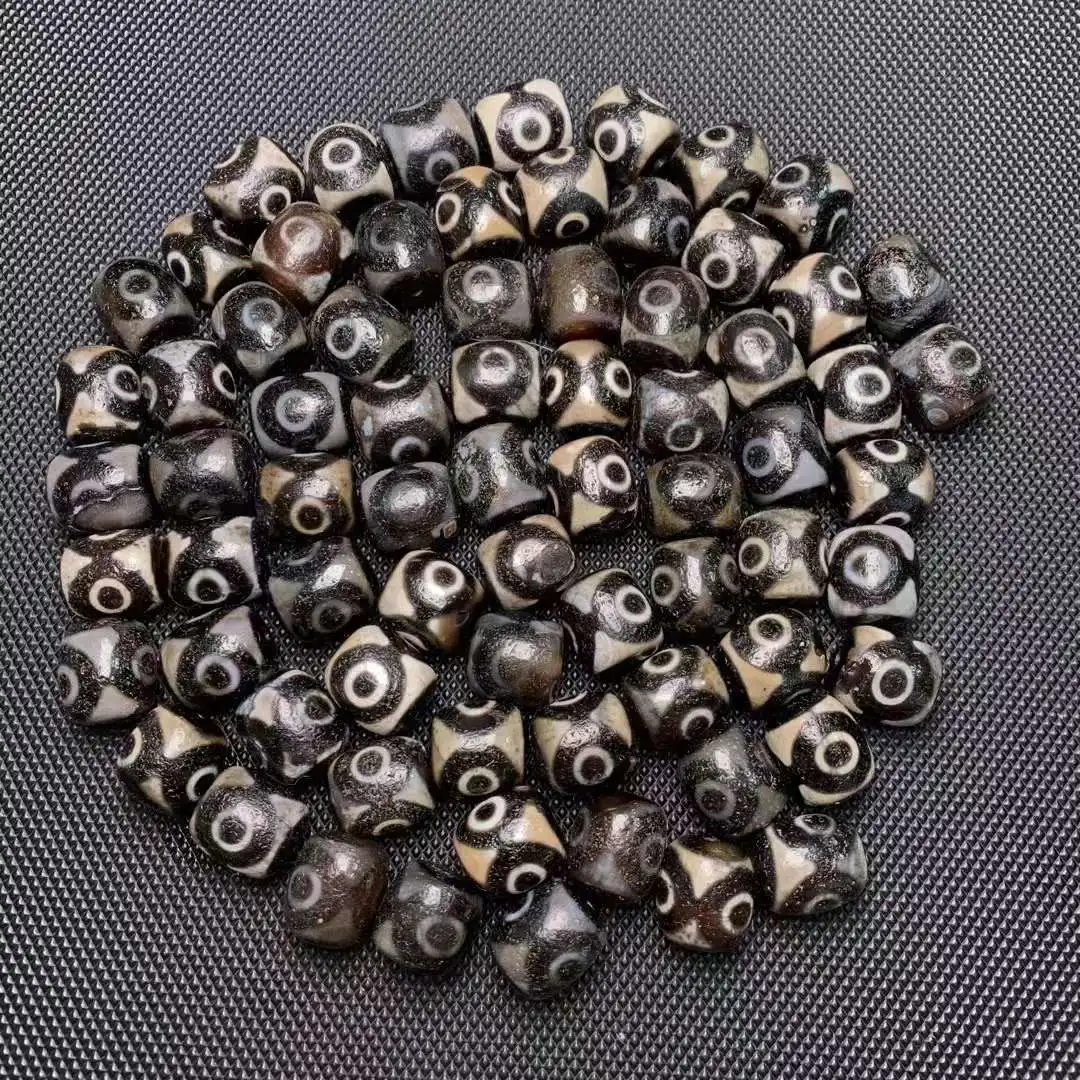 

100 Pcs/lot Barrel Beads with Three Eyes High Oil Slurry Clear Horseshoe Lines Delicate Oily Defective Products