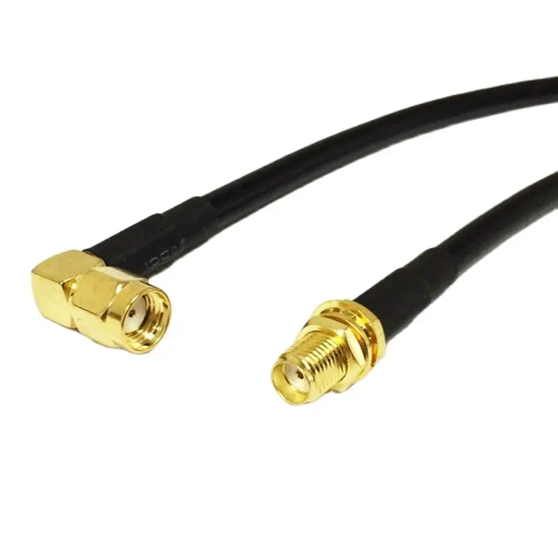 

Wifi Router Cable SMA Female Nut To RP SMA Male Plug Right Angle RG58 Pigtail Adapter Wholesale 50CM 20"/100cm/200cm