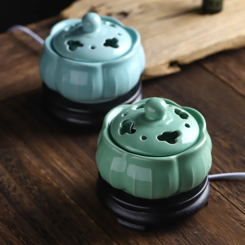

Lotus Timing Electronic Essential Oil Burner Ceramic ,Sandalwood Block, Powder , Pills, Frankincense , Aromatherapy Diffuser