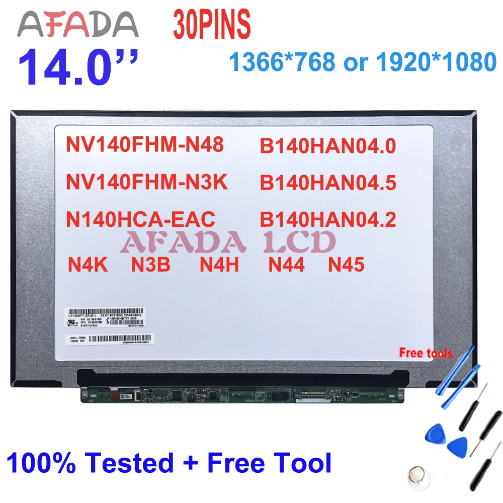 Original 14 Inch IPS NV140FHM-N48 NV140FHM-N3K N4K N3B N4H N44 N45 B140HAN04.0 B140HAN04.5 N140HCA-EAC LCD LED Screen