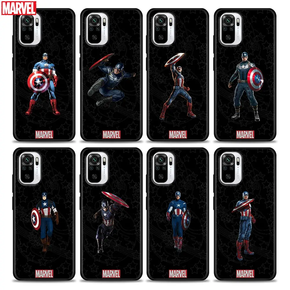 

Phone Case for Redmi Note 7 8 8T 9 9S 9T 10 11 11S 11E Pro plus 4G 5G Soft Silicone Case Cover Cool Captain America Marvel