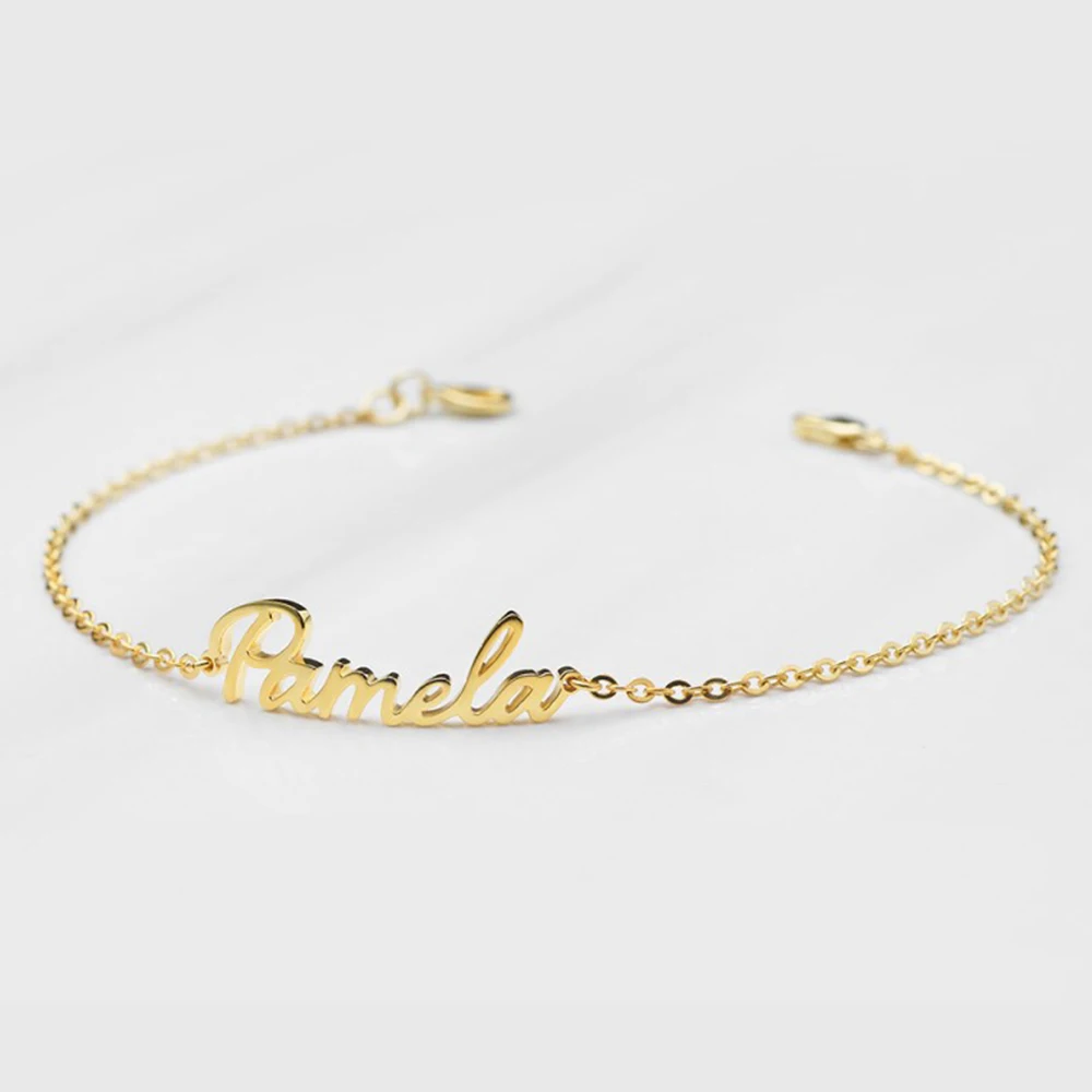 Orazio Customized Name Bracelet for Women 14K Gold Personalized Letter Stainless Steel New Couple Jewelry Support Dropshipping