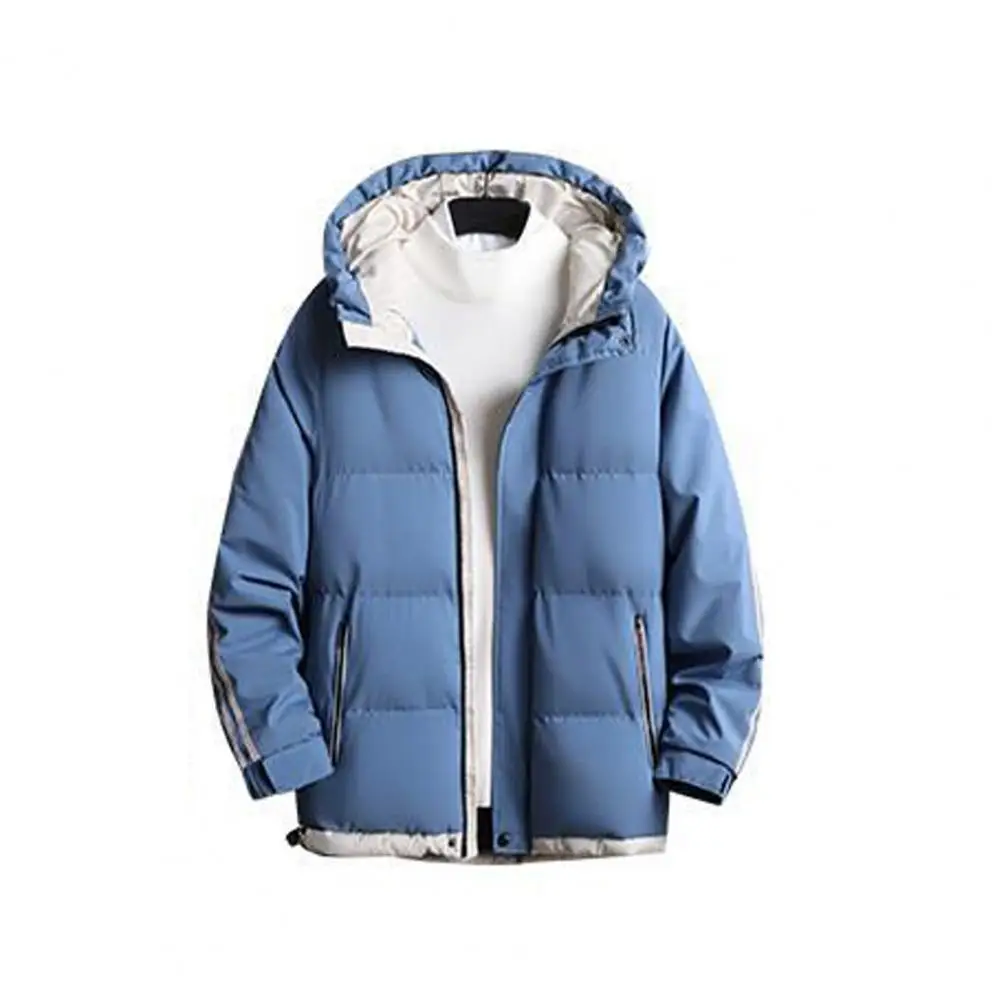 Stylish Men Coat Pockets Loose Moisture Absorption Fluffy Filling Coat  Autumn Winter Male Jacket for Daily Wear
