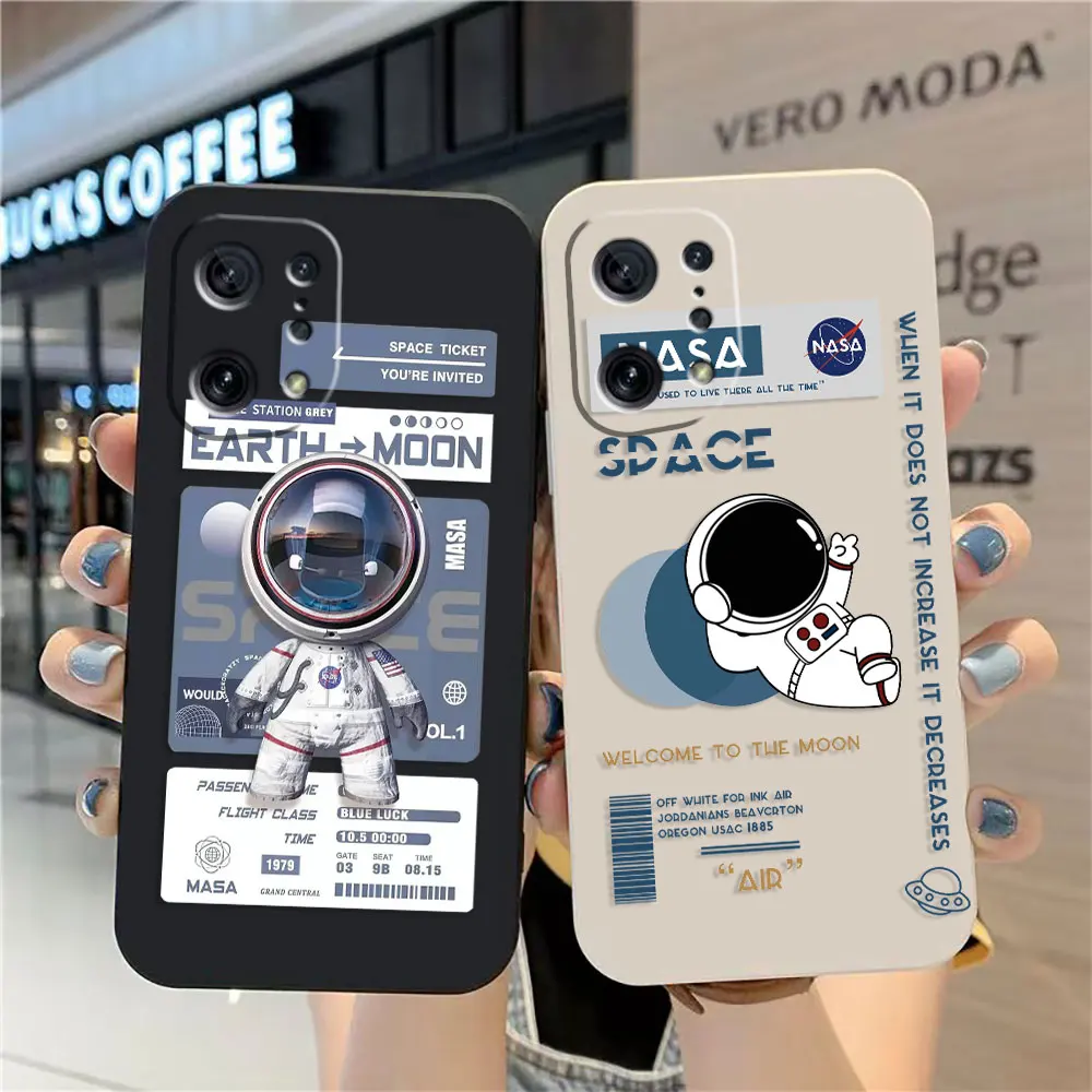 

Case For OPPO FIND X6 X3 REALME X7 X50 RENO 2 4Z 4 6 Lite 5Z 5F 4G 5G PRO Liquid Silicone Case Funny Astronaut Spacewalk