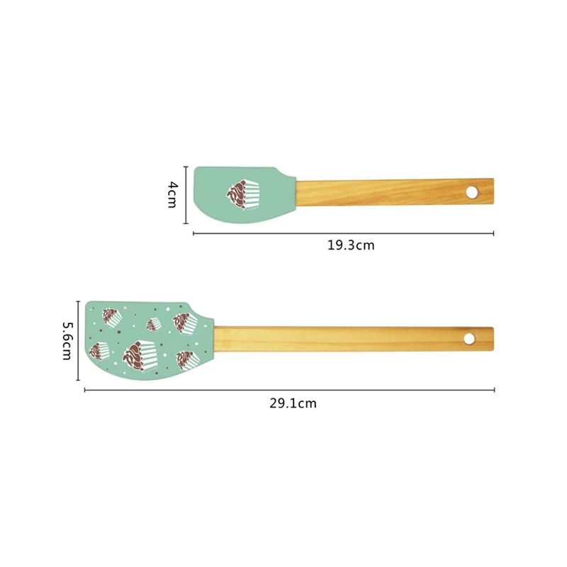2Pcs/set Silicone Scraper Spatula Heat Resistant Rubber Spatulas Nonstick Butter Cake with Wooden Handle for Home Baking |