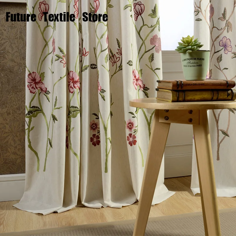 

curtains for Living Room Bedroom Curtains Modern Garden American Country Cotton Embroidered Curtains Fabric Screens
