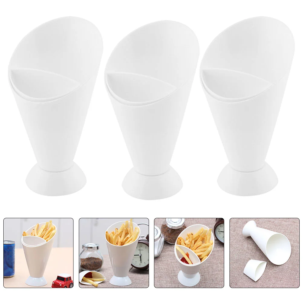 

6pcs French Fry Cone Dipping Cup French Fry Holder Ketchup Cups Set Stand Sauce Serving 2 in 1 French Fry Cone with Dipping Cup