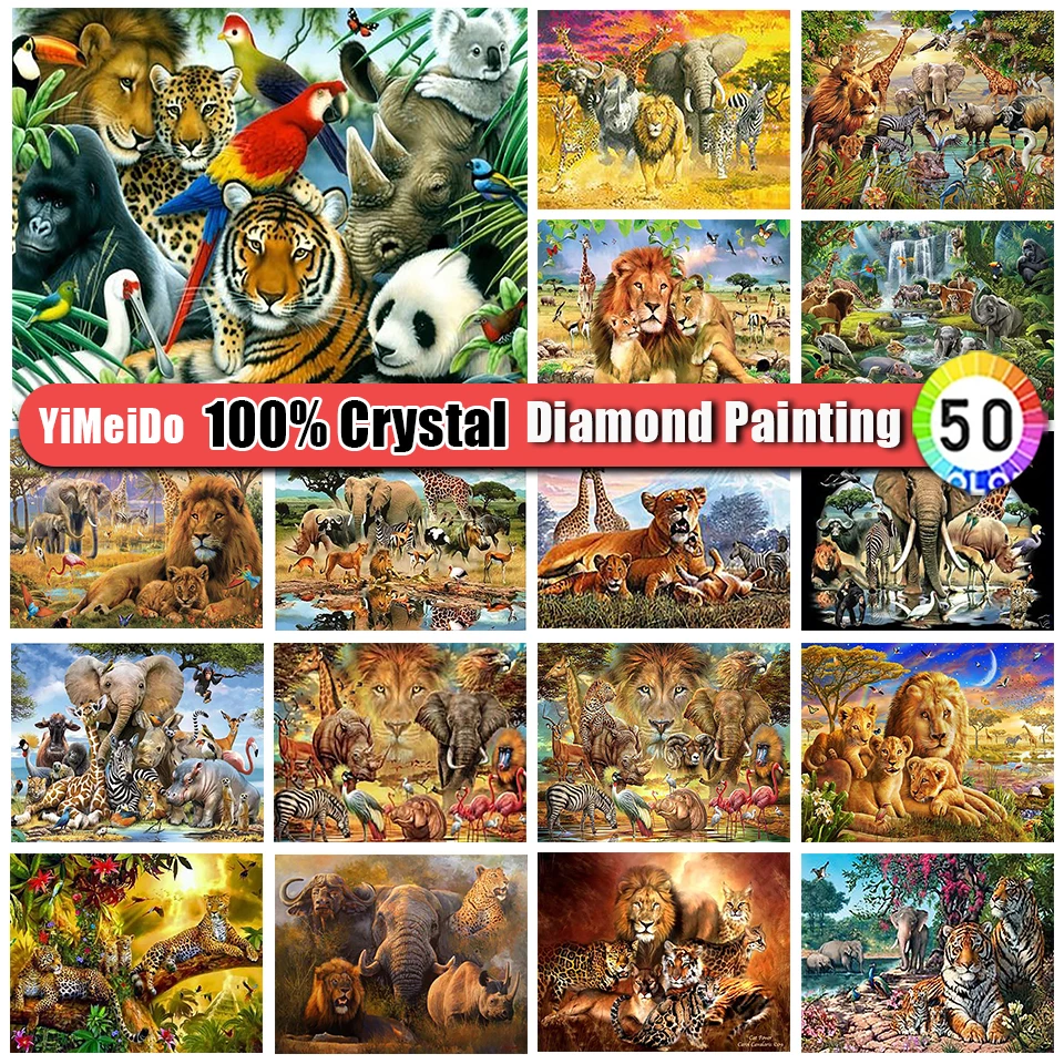 

YiMeiDo 100% алмазная живопись с кристаллами Тигр Слон Полная 5D алмазная вышивка своими руками животные мозаика картины искусство подарок