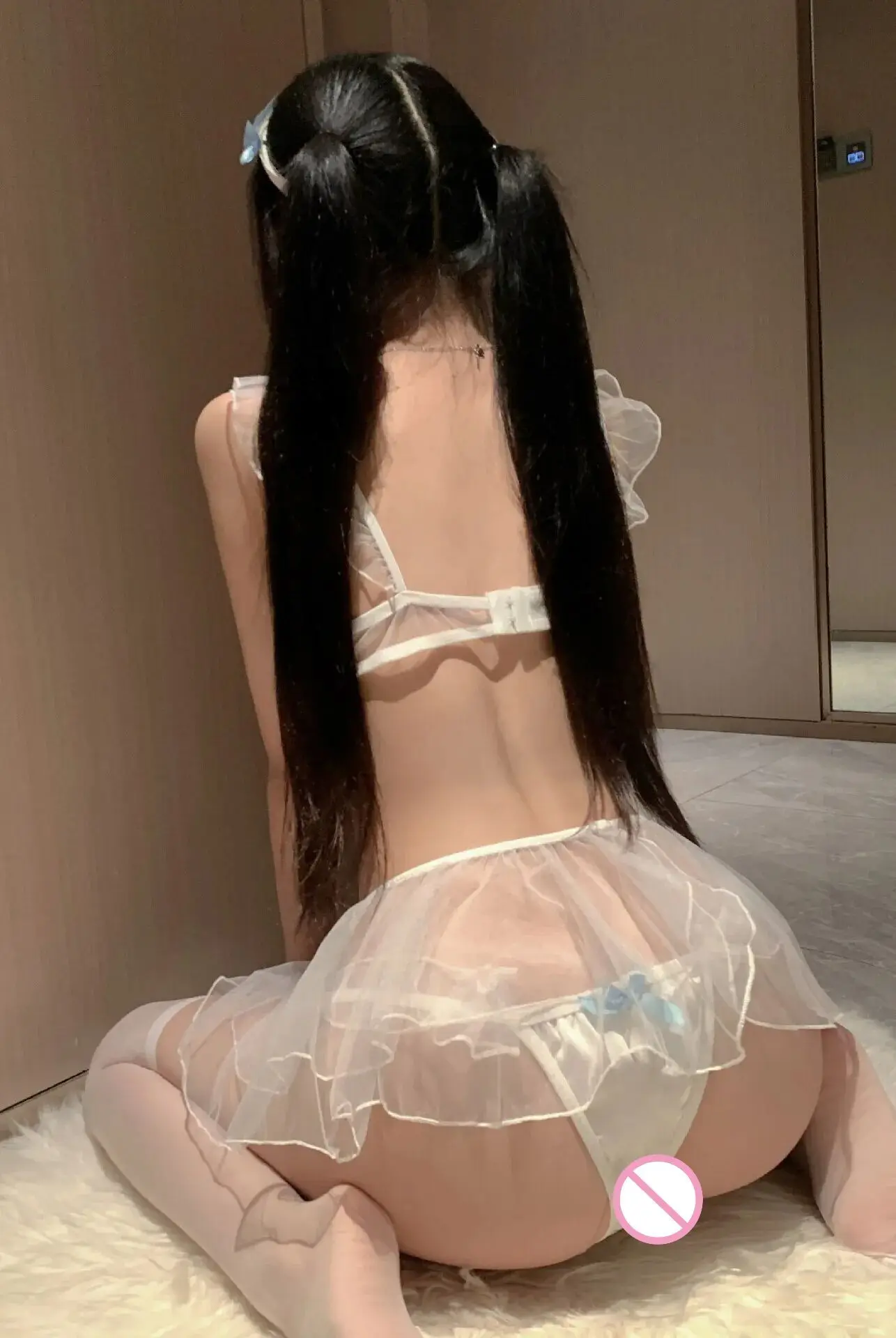 Сексуальные милые сетчатые прозрачные комбинезоны с бантом для горничной