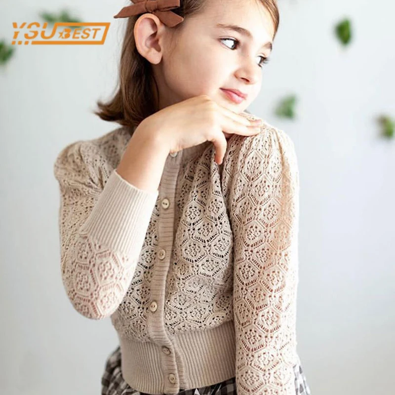 

Детская вязаная кофта с длинным рукавом, с перфорацией