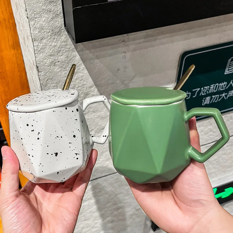 

Ceramic Mug Coffee Cup High Value Ceramic Mug Girl with Lid Office with Spoon Household Tea Cup Couple Cup mugs coffee cups