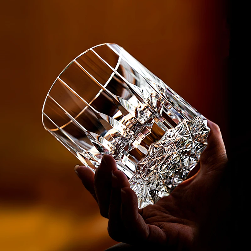 

Upscale Asterism Old Fashioned Whiskey Tumbler Hand Carve Kaleidoscope Crystal Whisky Collins Highball Glass XO Wine Cup